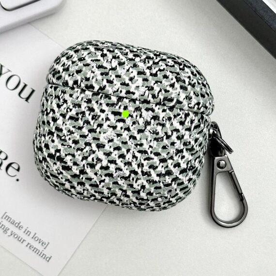 Custodia per auricolari AirPods 3 con texture mimetica e gancio (verde chiaro)