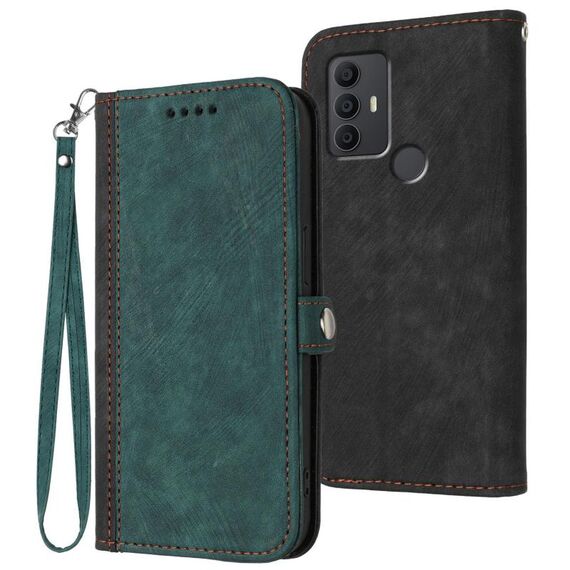 Custodia in pelle con cinturino a doppia piega e fibbia laterale per TCL 305/306/30E/30 SE (verde scuro)