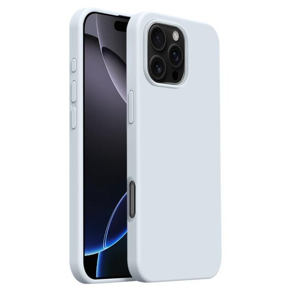 Custodia per telefono Burom Cloud Sensing in silicone liquido ultrasottile a copertura totale per iPhone 16 Pro Max (blu ghiacciaio)