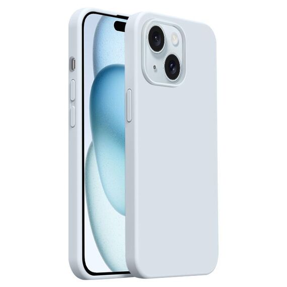 Custodia per iPhone 15 Burom Cloud Sensing in silicone liquido ultrasottile con copertura totale (blu ghiacciaio)