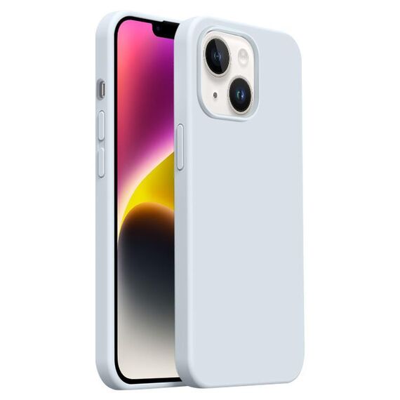 Custodia per iPhone 14 Burom Cloud Sensing in silicone liquido ultrasottile con copertura totale (blu ghiacciaio)