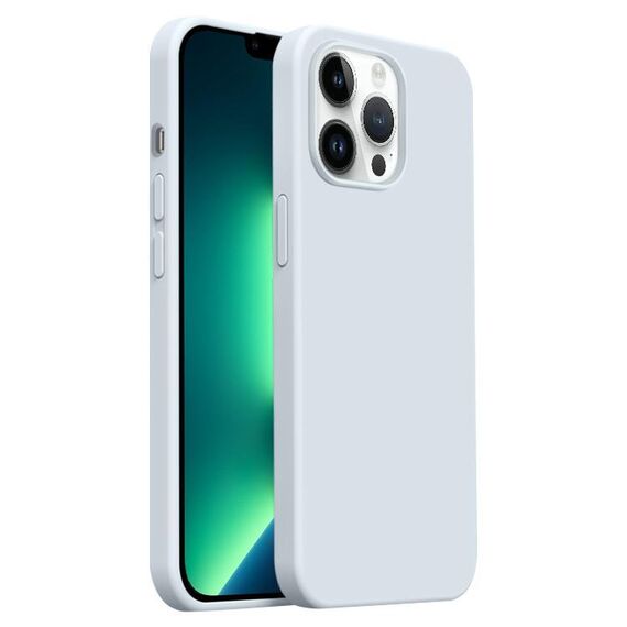 Custodia per telefono Burom Cloud Sensing in silicone liquido ultrasottile a copertura totale per iPhone 13 Pro Max (blu ghiacciaio)