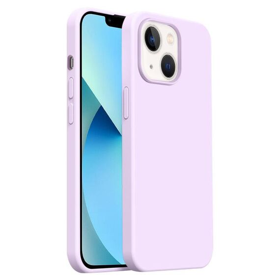 Custodia per iPhone 13 Burom Cloud Sensing in silicone liquido ultrasottile con copertura totale (viola fagiolo)
