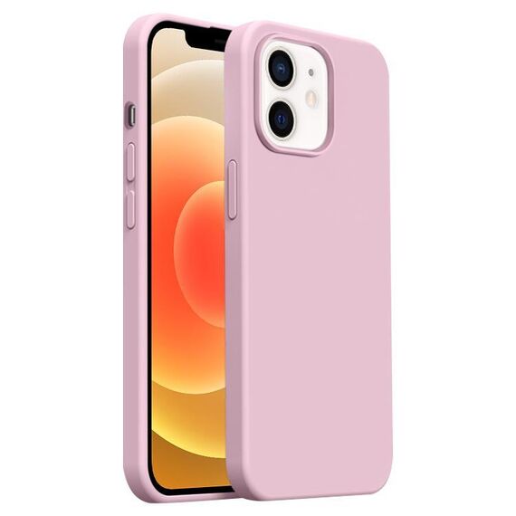 Custodia per iPhone 12 Burom Cloud Sensing in silicone liquido ultrasottile con copertura totale (fiore di ciliegio)