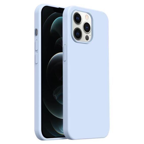 Custodia per telefono Burom Cloud Sensing in silicone liquido ultrasottile a copertura totale per iPhone 12 Pro Max (blu nuvola)