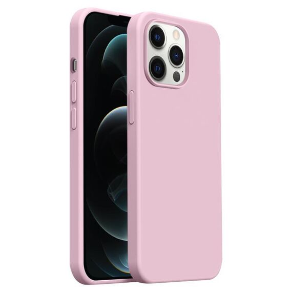 Custodia per iPhone 12 Pro Max Burom Cloud Sensing in silicone liquido ultrasottile con copertura totale (fiore di ciliegio)