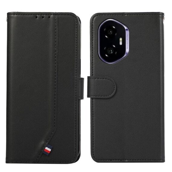 Custodia per telefono in pelle con trama delicata e RFID ABEEL per Honor 400 (nera)