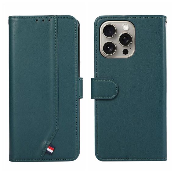 Custodia per telefono in pelle con trama delicata e inserti RFID ABEEL per iPhone 13 Pro Max (verde)
