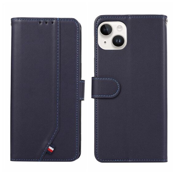 Custodia per telefono in pelle con trama delicata e RFID ABEEL per iPhone 13 (blu)