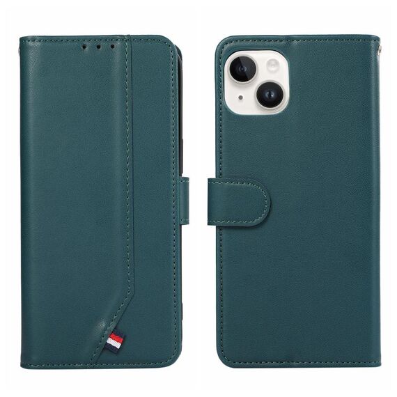Custodia per telefono in pelle con trama delicata e RFID ABEEL per iPhone 13 (verde)