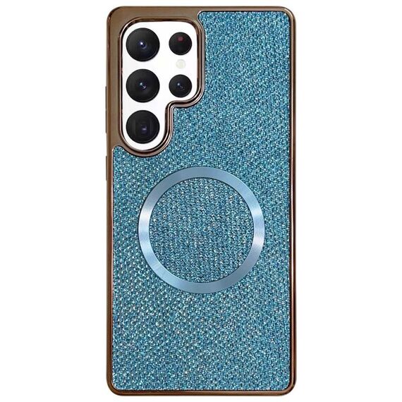 Custodia per telefono MagSafe con rivestimento galvanico in PC glitterato per Samsung Galaxy S22 Ultra 5G (blu)