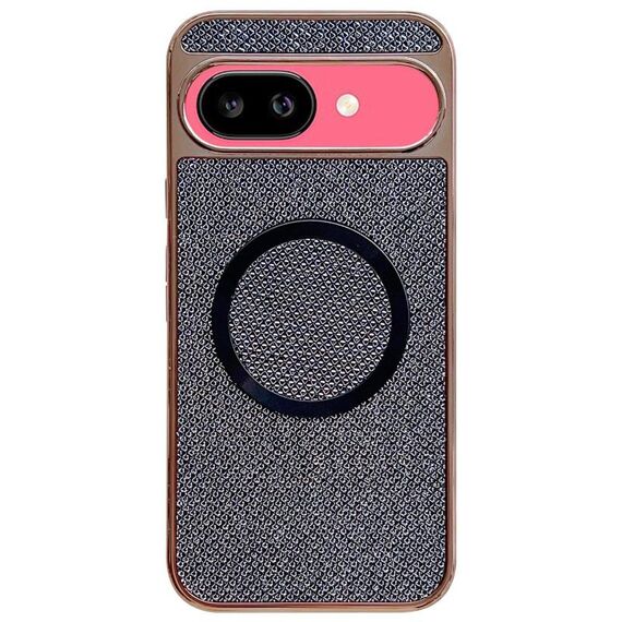 Custodia per telefono MagSafe con rivestimento galvanico in PC glitterato per Google Pixel 9a (nero)