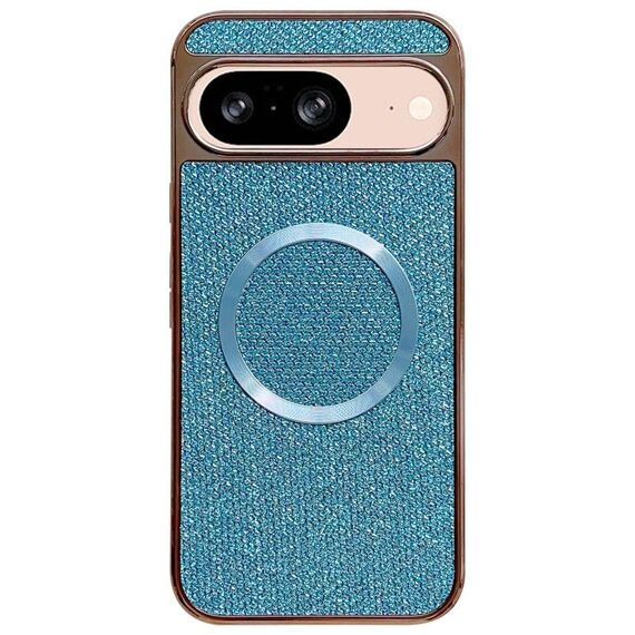 Custodia per telefono MagSafe con rivestimento galvanico in PC glitterato per Google Pixel 8 (blu)