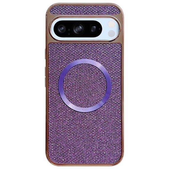 Custodia per telefono MagSafe con rivestimento galvanico in PC glitterato per Google Pixel 8 Pro (viola)