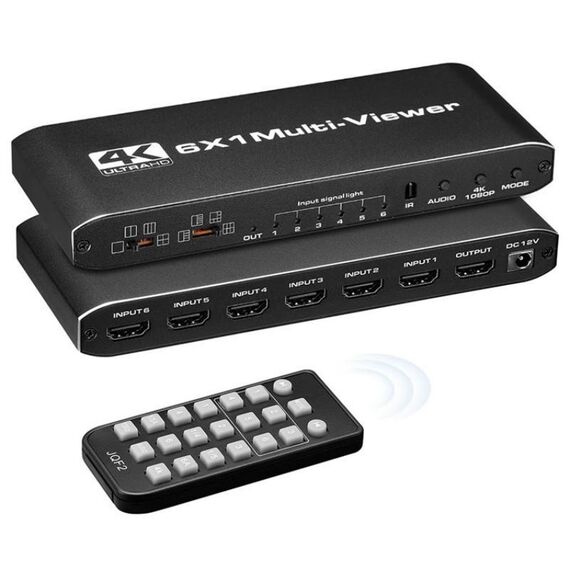 JQF2 4K Switcher Schermo Splitter Modalità di Visualizzazione Multiple 6 in 1 Uscita HDMI Multiviewer, Spina: Spina UE
