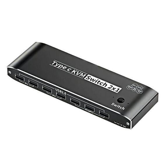 K8 con porta Ethernet RJ45, switch KVM 2 in 1 out di tipo C, docking station con 7 porte USB 2.0