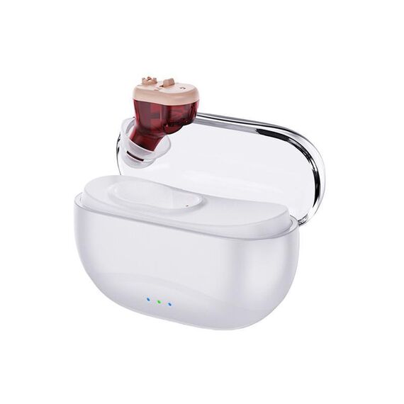 Apparecchi acustici per anziani, amplificatore sonoro in-ear, collettore sonoro autonomo, apparecchi acustici invisibili (rosso)