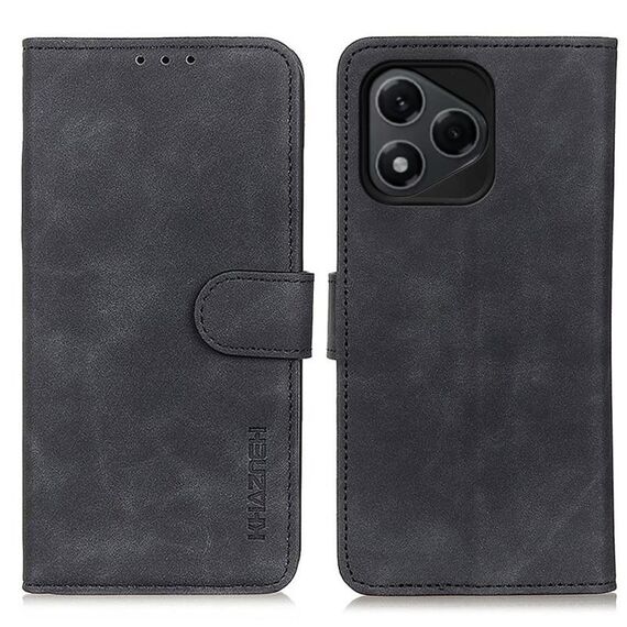Custodia a libro in pelle con texture retrò KHAZNEH per Honor 400 Lite (nera)