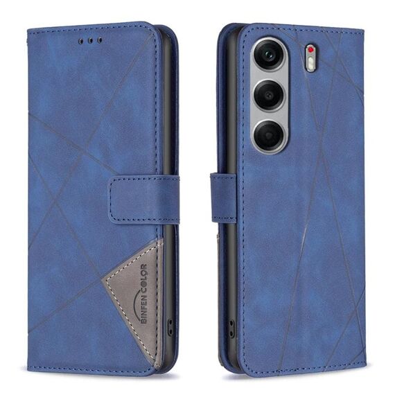 Custodia in pelle con texture a rombi e fibbia magnetica per Tecno Camon 40 Pro 5G (blu)