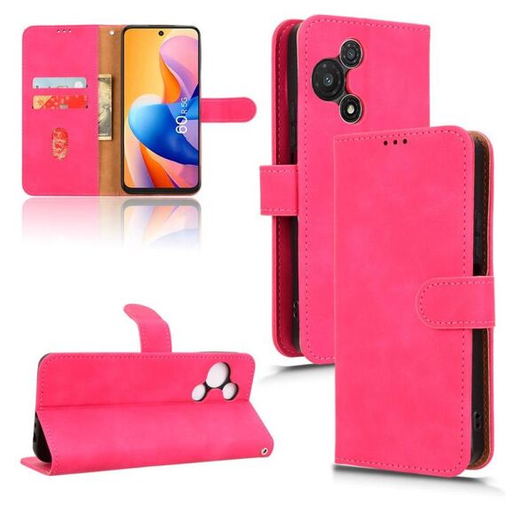 Custodia in pelle con chiusura magnetica per TCL 60R 5G (rosso rosa)