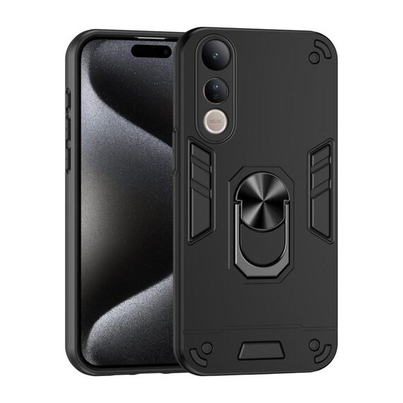 Custodia antiurto in metallo con anello per telefono vivo V50 Lite 5G (nera)
