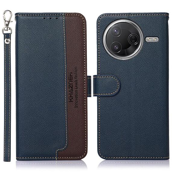 Custodia per telefono in pelle con texture Litchi KHAZNEH con protezione RFID per Redmi K80 / K80 Pro (blu)