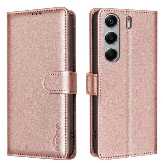 Custodia in pelle antifurto con texture Litchi per Tecno Camon 40 Pro 5G RFID (oro)