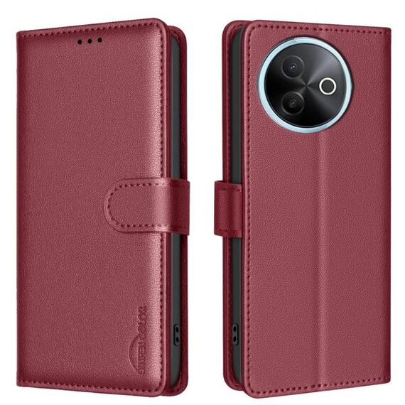 Custodia antifurto in pelle con texture Litchi e RFID per vivo Y39 5G (rossa)