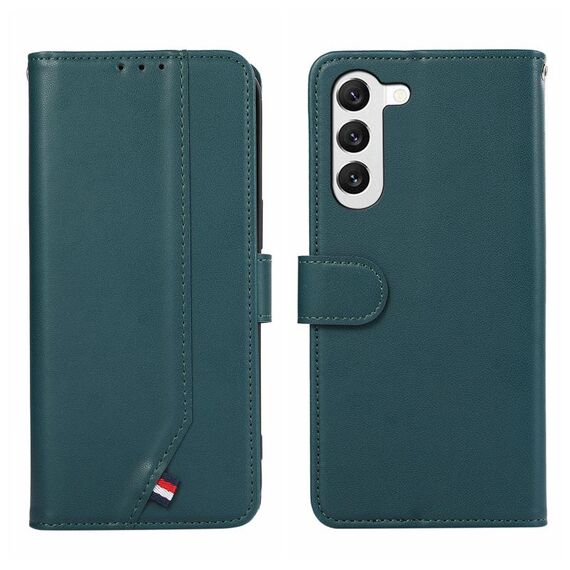 Custodia per telefono in pelle con texture delicata e RFID ABEEL per Samsung Galaxy S22 5G (verde)