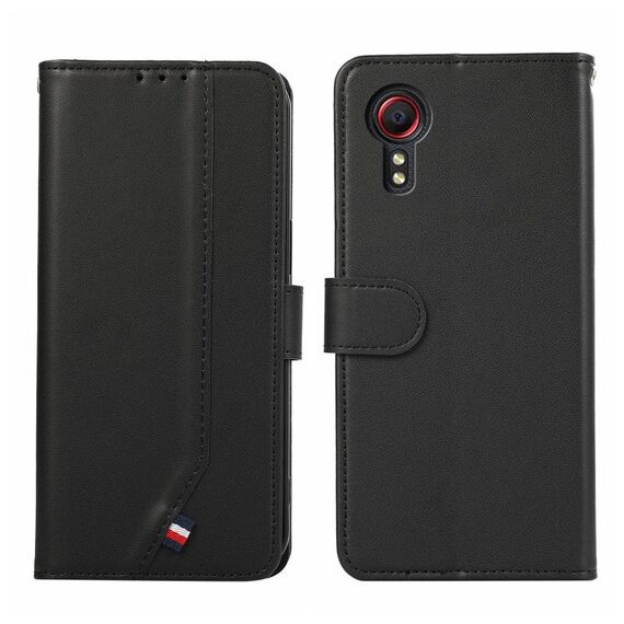 Custodia per telefono in pelle con trama delicata e RFID ABEEL per Samsung Galaxy XCover 5 (nera)
