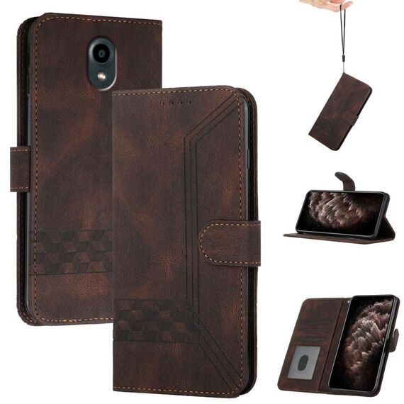 Custodia a libro in pelle con effetto pelle di serpente per Kyocera DIGNO BX (marrone)