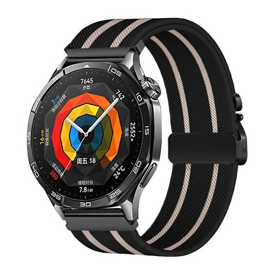 Cinturino per orologio in nylon elastico intrecciato con fibbia a paracadute da 22 mm (nero Starlight)