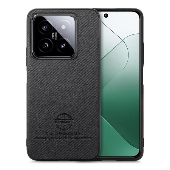 Custodia in similpelle con retro in tessuto twill per Xiaomi 14T (nera)