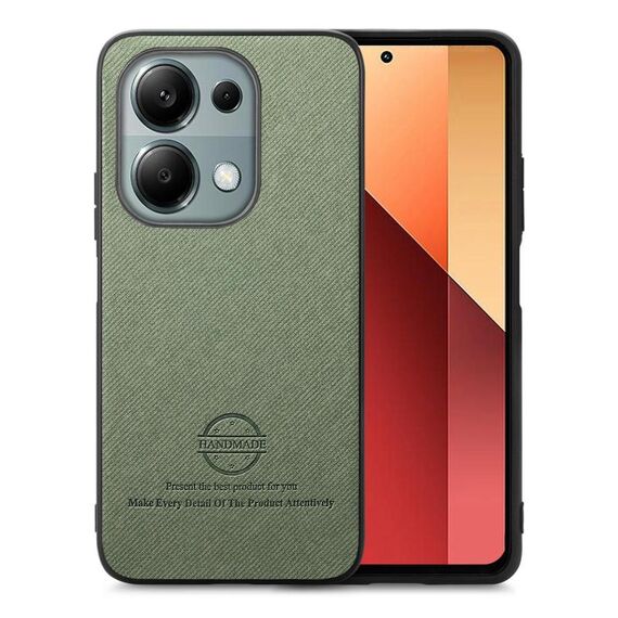 Custodia in similpelle con retro in tessuto twill per Redmi Note 13 Pro 4G (verde)