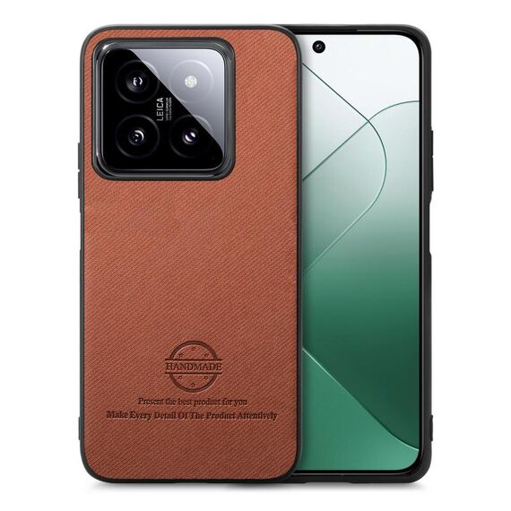 Custodia in similpelle con retro in tessuto twill per Xiaomi 13T (marrone)