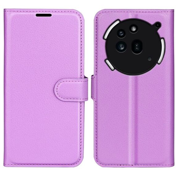 Custodia per telefono For Nothing Phone 3a Pro con texture Litchi e supporto in pelle con flip orizzontale (viola)