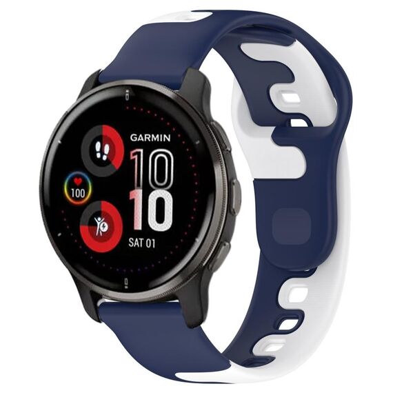Per cinturino in silicone bicolore Garmin Venu 2 Plus da 20 mm (blu + bianco)