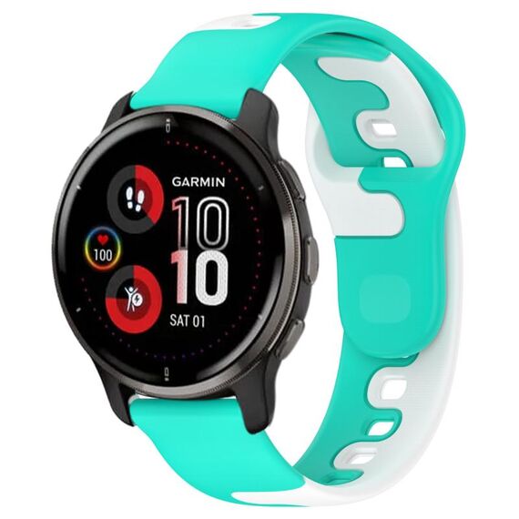 Per cinturino in silicone bicolore Garmin Venu 2 Plus da 20 mm (ciano + bianco)