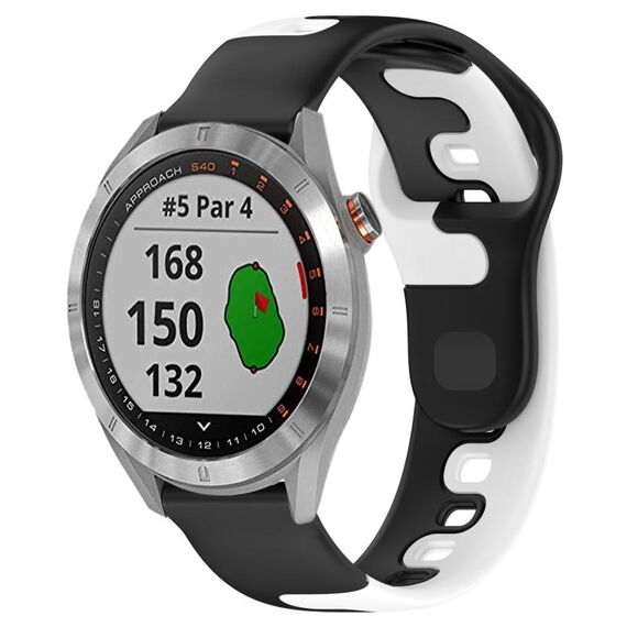 Per cinturino in silicone bicolore Garmin Approach S40 da 20 mm (nero + bianco)