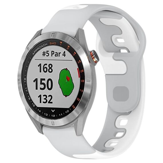 Per cinturino in silicone bicolore Garmin Approach S40 da 20 mm (grigio + bianco)
