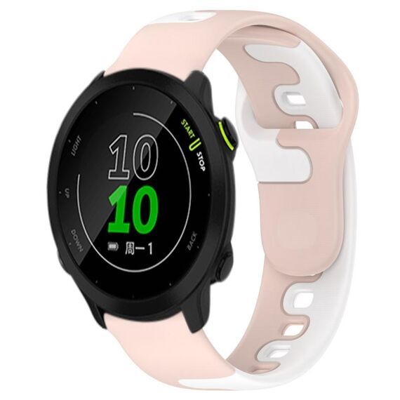 Per cinturino in silicone bicolore Garmin Forerunner 158 da 20 mm (rosa + bianco)