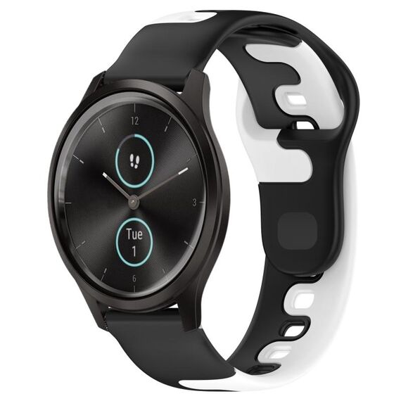 Per cinturino in silicone bicolore Garmin VivoMove Style da 20 mm (nero + bianco)