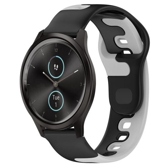 Per cinturino in silicone bicolore Garmin VivoMove Style da 20 mm (nero + grigio)