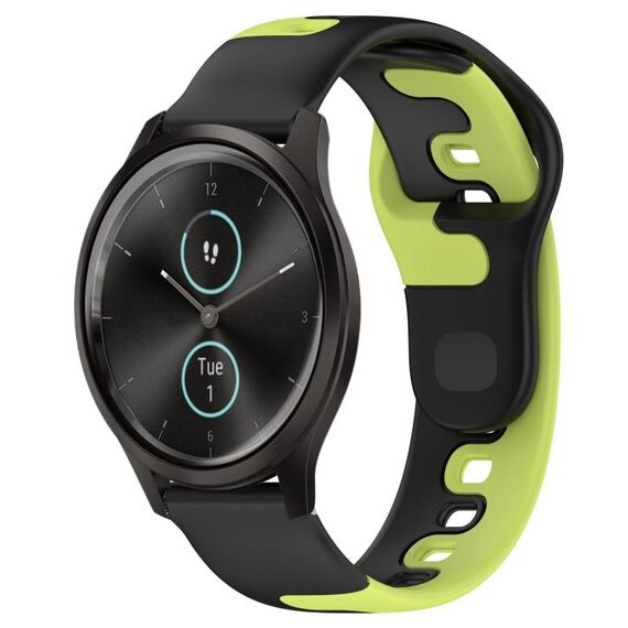 Per cinturino in silicone bicolore Garmin VivoMove Style 20mm (nero + verde)