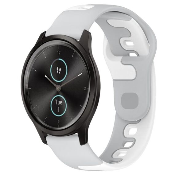 Per cinturino in silicone bicolore Garmin VivoMove Style 20mm (grigio + bianco)