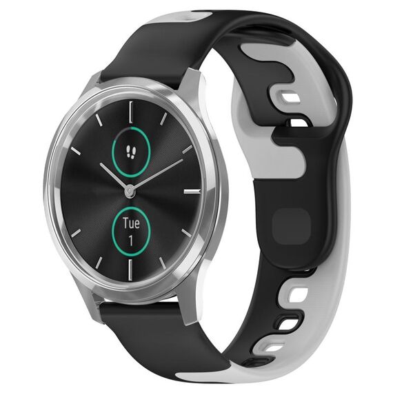 Per cinturino in silicone bicolore Garmin VivoMove Luxe da 20 mm (nero + grigio)