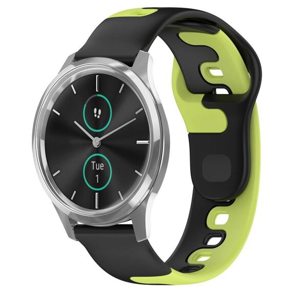 Per cinturino in silicone bicolore Garmin VivoMove Luxe da 20 mm (nero + verde)