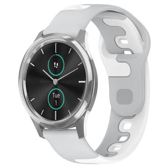 Per cinturino in silicone bicolore Garmin VivoMove Luxe da 20 mm (grigio + bianco)
