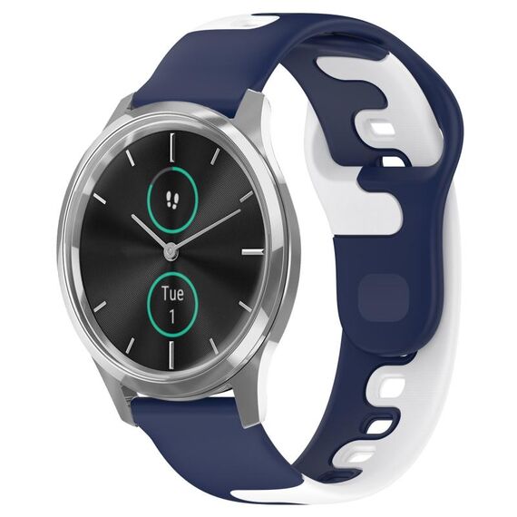 Per cinturino in silicone bicolore Garmin VivoMove Luxe da 20 mm (blu + bianco)