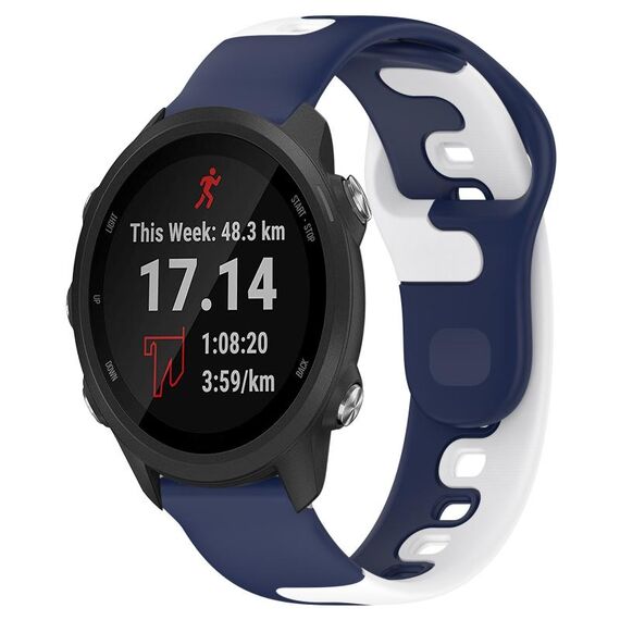 Per cinturino in silicone bicolore Garmin Forerunner 245 da 20 mm (blu + bianco)